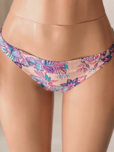 Target Peach Floral Bikini Bottom With Pink, Blue And Purple Accents